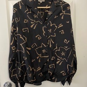 The Villager Black/Tan Blouse Size 14